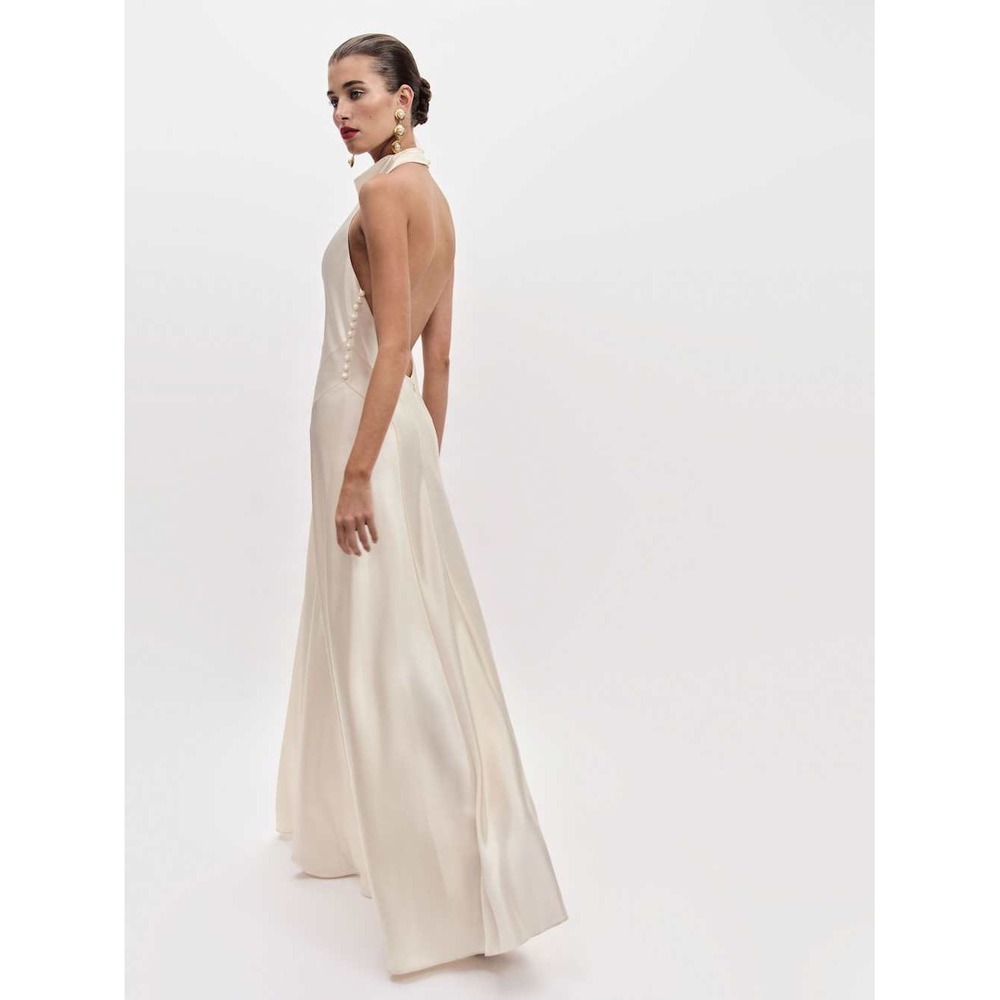Reformation Roy Satin Maxi Dress Ivory Brand New - Picture 6 of 13